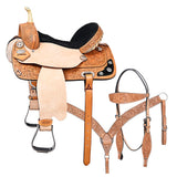 Hilason Western Horse Treeless Trail Barrel American Leather Saddle Tack - Uhorse