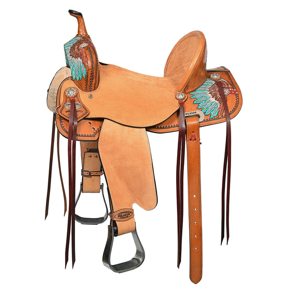 Hilason Western Horse Barrel Flex Trail Saddle American Leather Brown - Uhorse