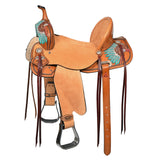 16 In Hilason Western Horse Barrel Flex Trail Saddle American Leather Brown - Uhorse