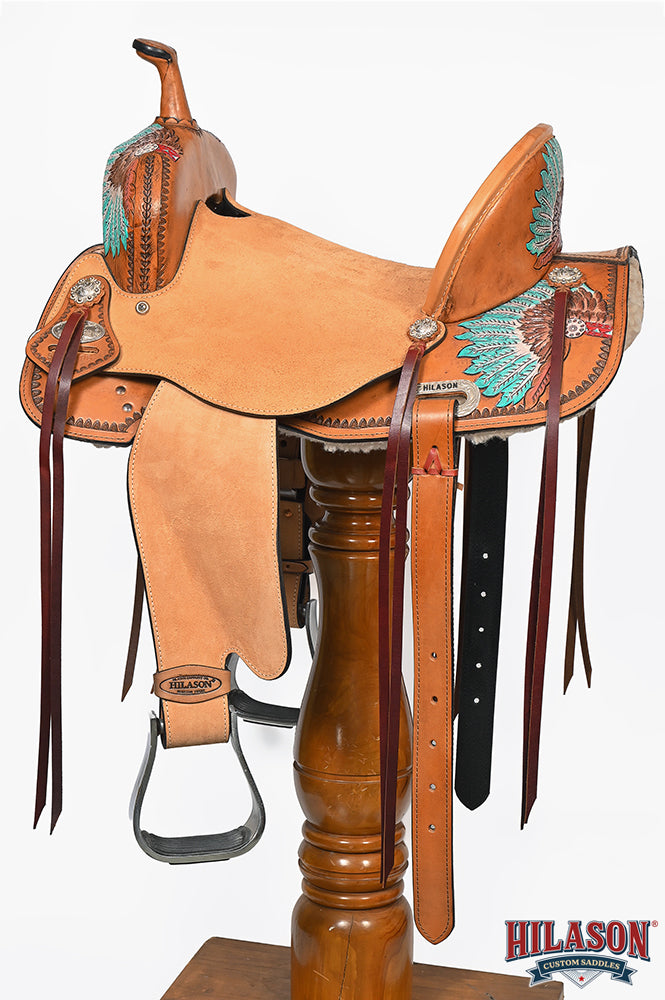 HILASON Flex Tree Western Horse Saddle in American Leather Barrel Trail | for Horses