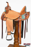 HILASON Flex Tree Western Horse Saddle in American Leather Barrel Trail | for Horses