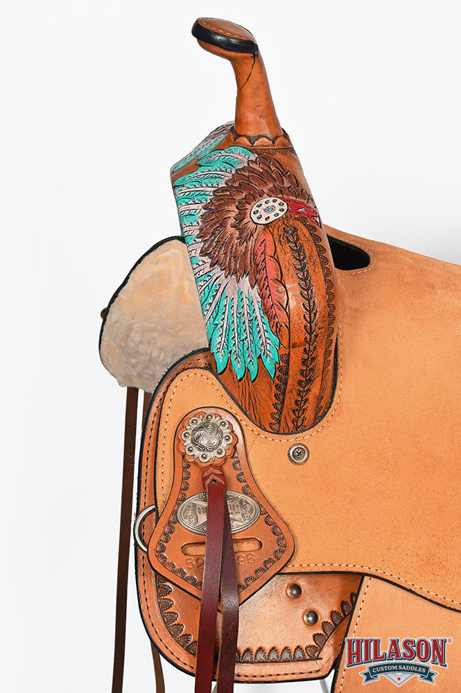 HILASON Flex Tree Western Horse Saddle in American Leather Barrel Trail | for Horses
