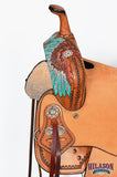 HILASON Flex Tree Western Horse Saddle in American Leather Barrel Trail | for Horses