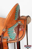 HILASON Flex Tree Western Horse Saddle in American Leather Barrel Trail | for Horses