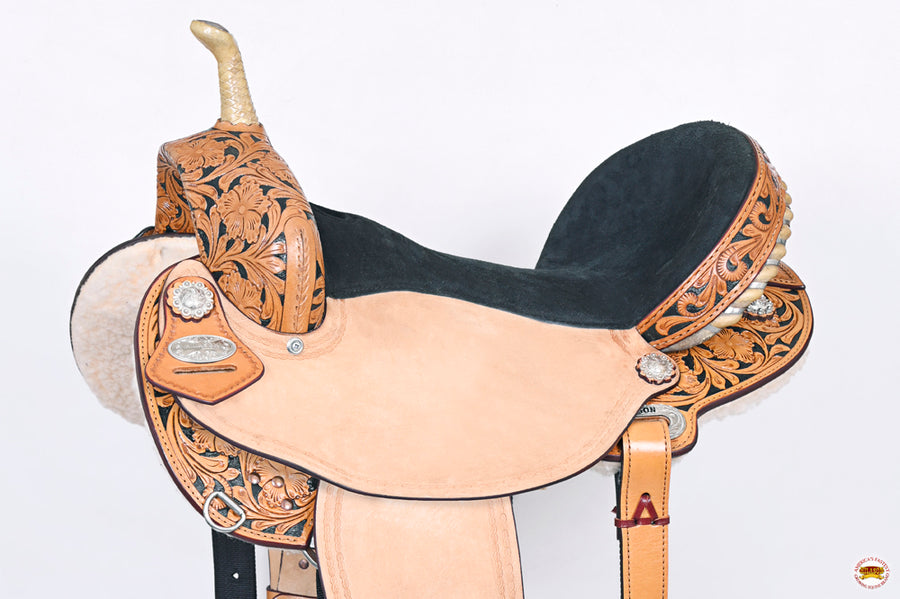 HILASON Western Horse Saddle American Leather Flex Trail Barrel Black | for Horses