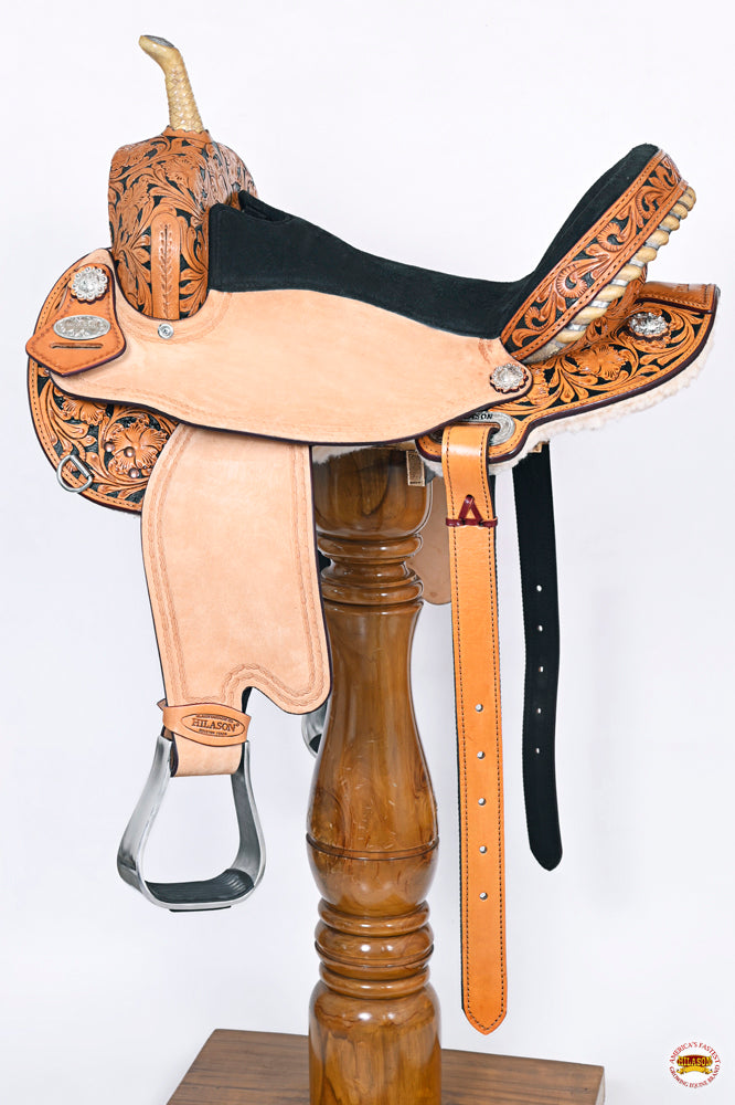 HILASON Western Horse Saddle American Leather Flex Trail Barrel Black | for Horses