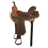 15 In Hilason Western Horse Barrel Flex Tree Trail American Leather Saddle Dark Brown Gorgeous Floral Hand Tooled - Uhorse