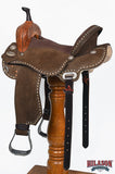 Hilason Western Horse Barrel Flex Tree Trail American Leather Saddle Dark Brown Gorgeous Floral Hand Tooled & Carved