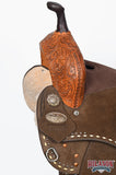 Hilason Western Horse Barrel Flex Tree Trail American Leather Saddle Dark Brown Gorgeous Floral Hand Tooled & Carved