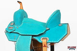 Hilason Western Horse Barrel Flex Tree Trail American Leather Saddle Turquoise