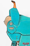 Hilason Western Horse Barrel Flex Tree Trail American Leather Saddle Turquoise