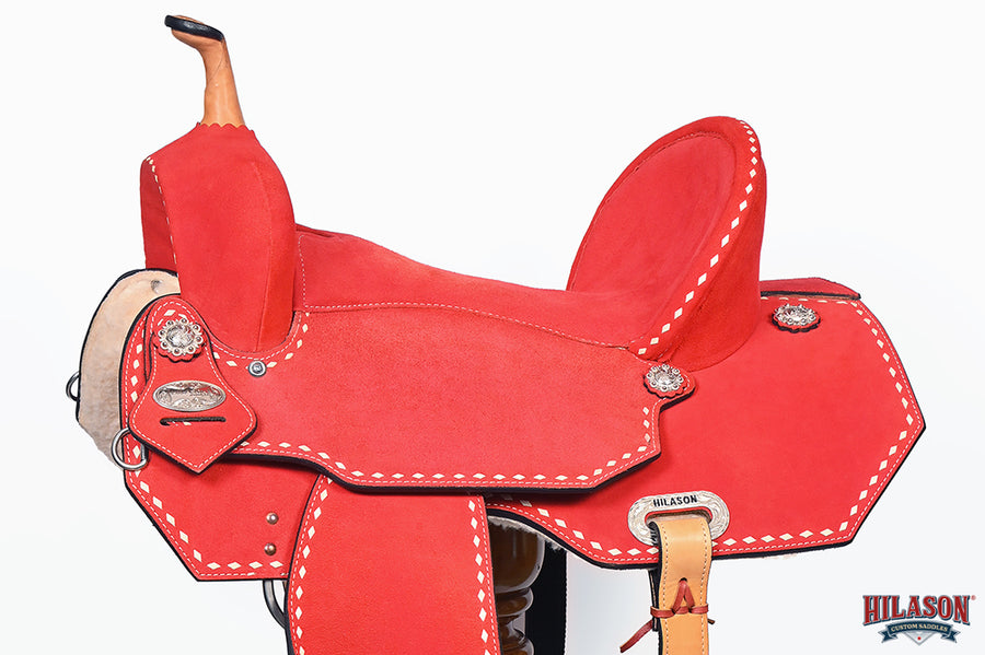 Hilason Western Horse Barrel Flex Tree Trail American Leather Saddle Red