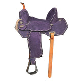 16 In Hilason Western Horse Barrel Flex Tree Trail American Leather Saddle Blue - Uhorse