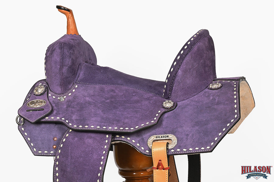 Hilason Western Horse Barrel Flex Tree Trail American Leather Saddle Blue