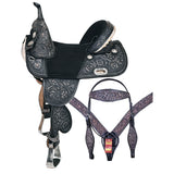 HILASON Western Horse Treeless Trail Barrel Saddle American Leather Black Rough Out with Tack Set - Uhorse