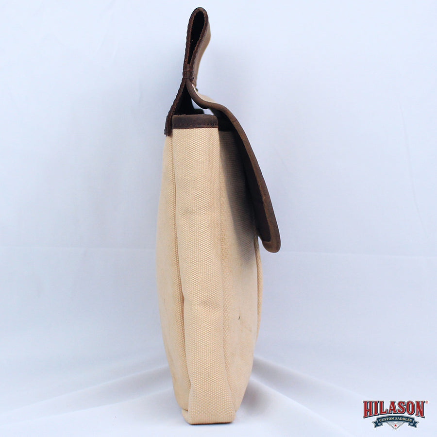 Hilason Canvas Hunter Bag with Dark Brown Western Trim