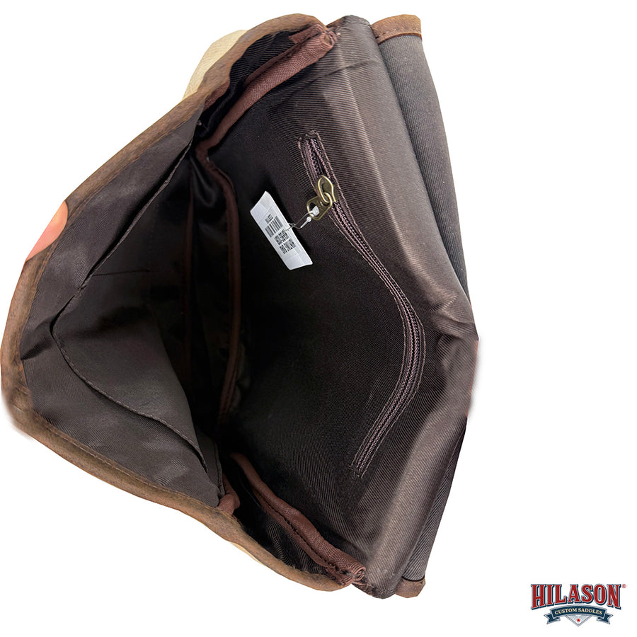 Hilason Canvas Hunter Bag with Dark Brown Western Trim