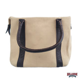 Hilason Canvas Tote Hunter Bag Dark Brown Leather Trim & Dual Handles