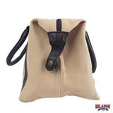 Hilason Canvas Tote Hunter Bag Dark Brown Leather Trim & Dual Handles