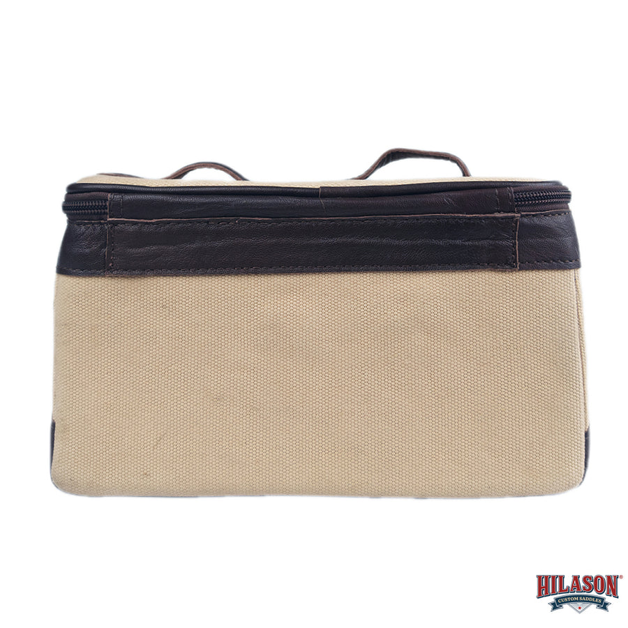 Hilason Canvas Hunter Bag with Genuine Leather Trim & Zipper Closure