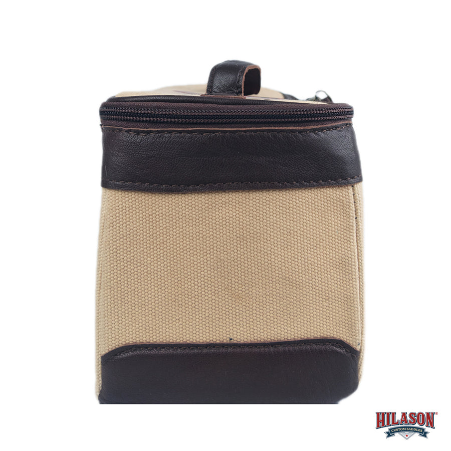 Hilason Canvas Hunter Bag with Genuine Leather Trim & Zipper Closure
