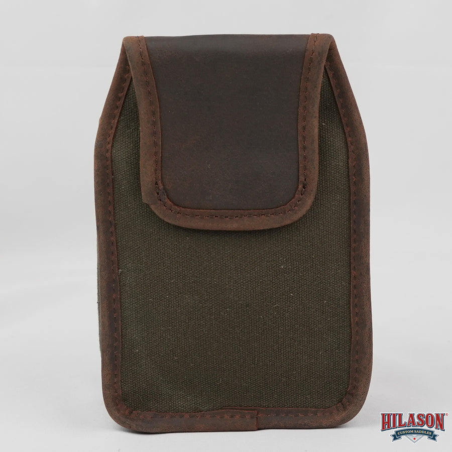 Hilason Canvas Hunter Bag w/ Brown Leather Trim and Front Flap Pocket
