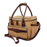 Hilaosn Canvas Hunter Bag with Brown Leather Trim, Dual Handles