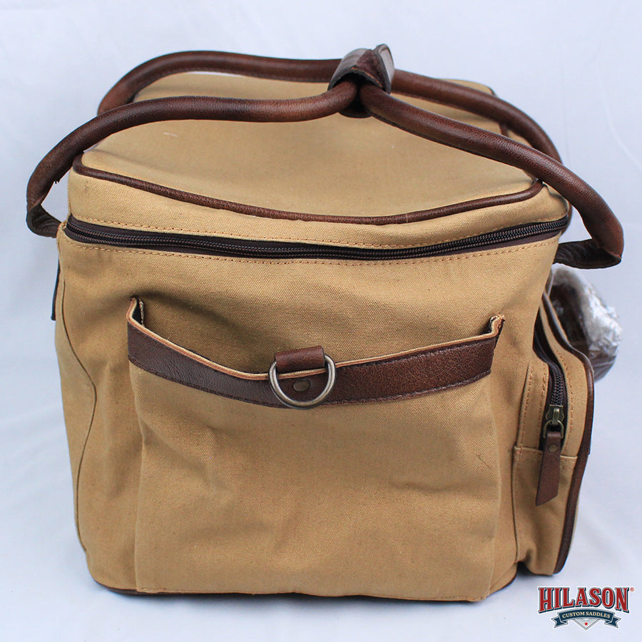 Hilaosn Canvas Hunter Bag with Brown Leather Trim, Dual Handles
