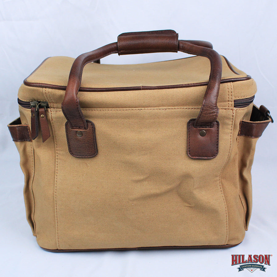 Hilaosn Canvas Hunter Bag with Brown Leather Trim, Dual Handles