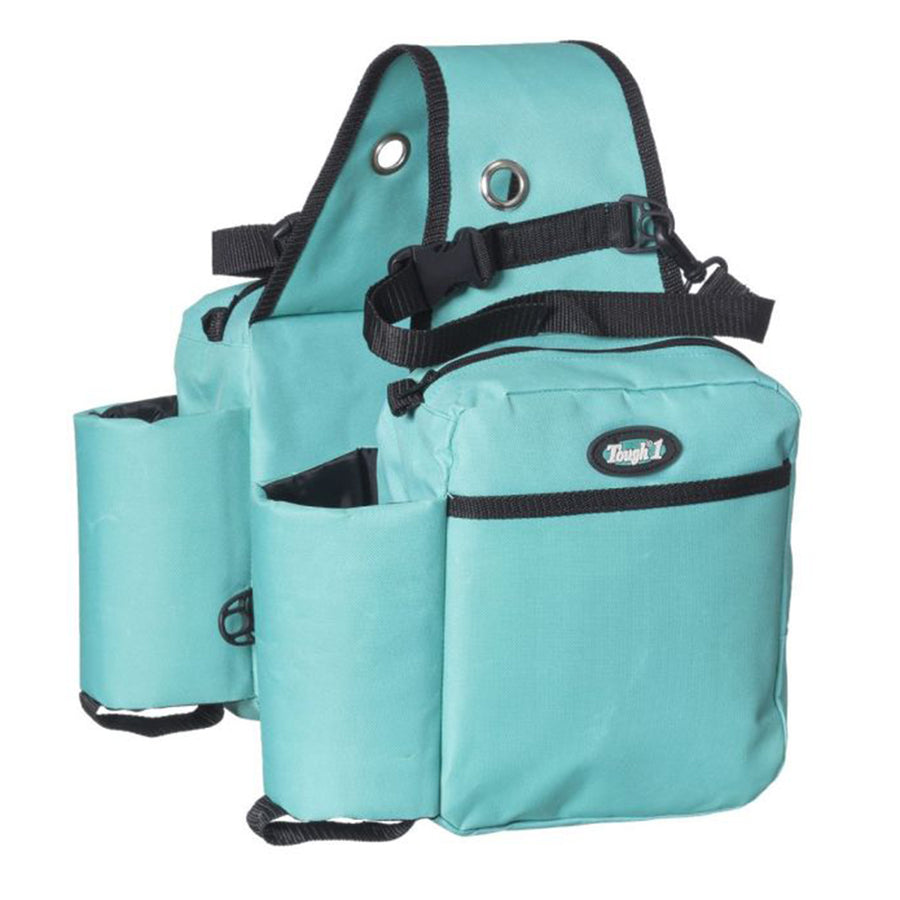 Tough1 Heavy Duty Nylon Saddle Bag With Bottle Holders Turquoise – by Hilason – Cowboy and equestrian accessories