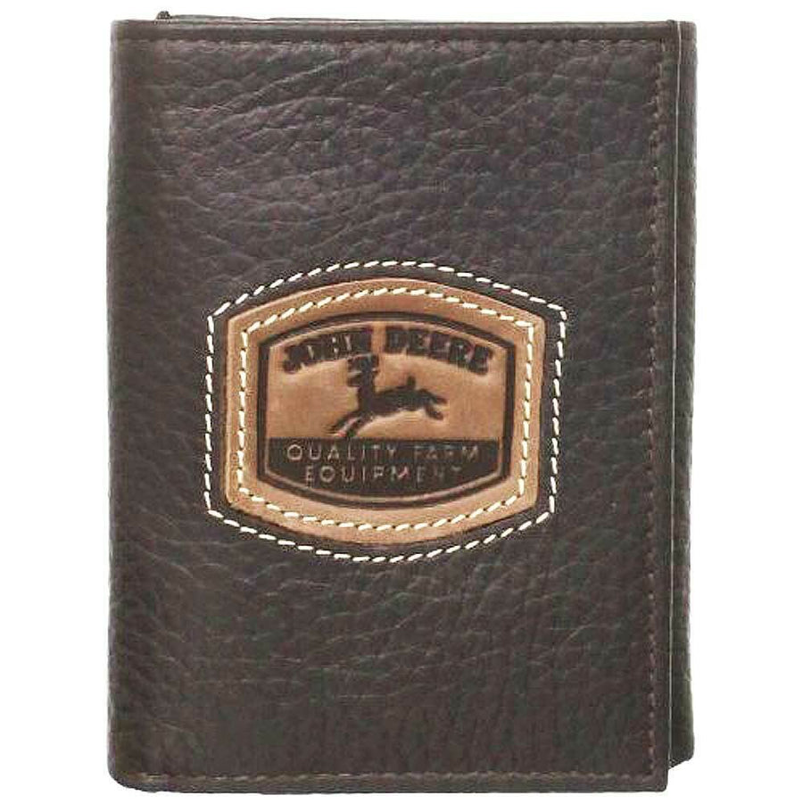 John Deere Men'S Historical Logo Trifold Wallet, Brown, One Size - Uhorse
