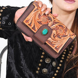 OHLAY Wallet Hand Tooled Genuine Leather Women Bag Western Handbag Purse | Womens Handbags |Leather Belt for Summer