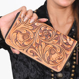 OHLAY Wallet Hand Tooled Genuine Leather Women Bag Western Handbag Purse | Womens Handbags |Leather Belt for Summer