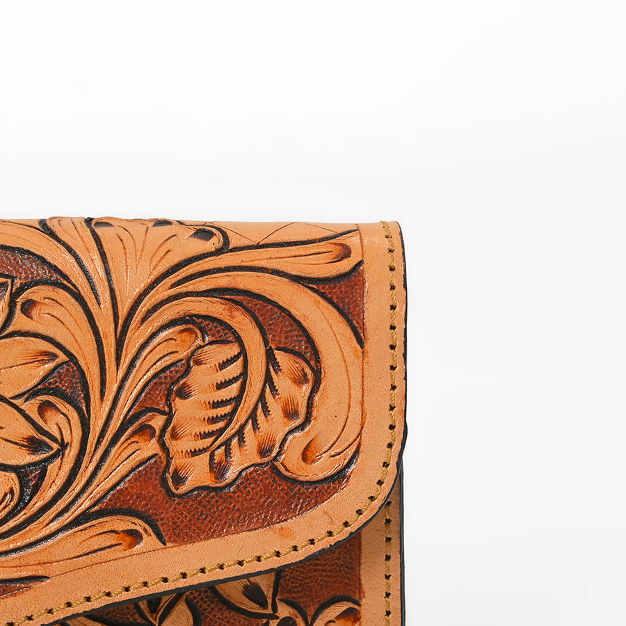 OHLAY Wallet Hand Tooled Genuine Leather Women Bag Western Handbag Purse | Womens Handbags |Leather Belt for Summer