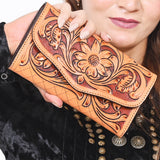 OHLAY Wallet Hand Tooled Genuine Leather Women Bag Western Handbag Purse | Womens Handbags |Leather Belt for Summer