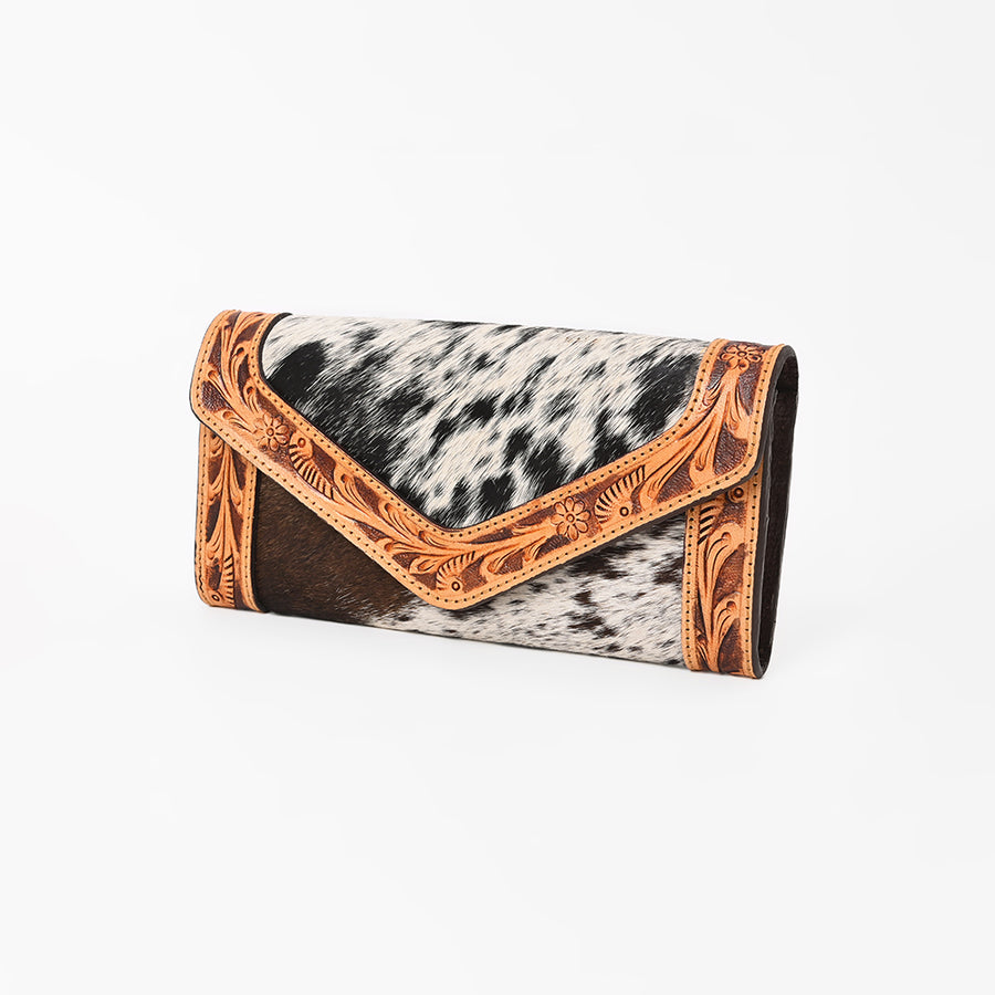 OHLAY WALLET Hand Tooled Hair-on Genuine Leather women bag western handbag purse - Uhorse