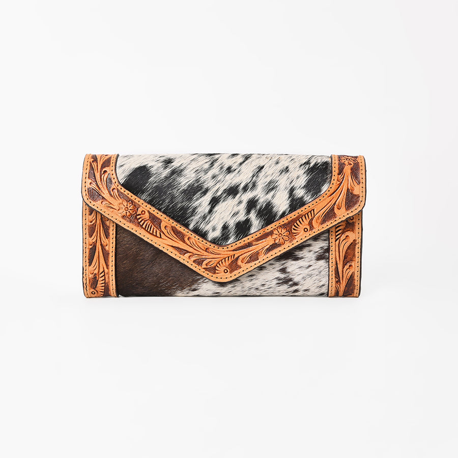 OHLAY Wallet Hand Tooled Hair-On Genuine Leather Women Bag Western Handbag Purse | Womens Handbags |Leather Belt for Summer