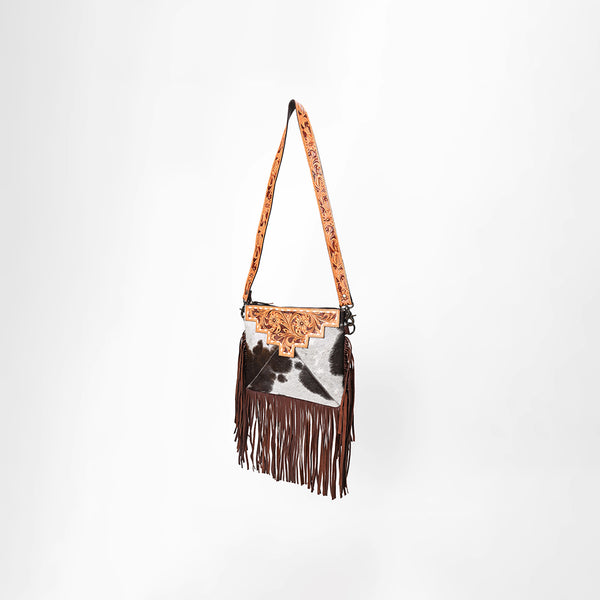 OHLAY KBG233 Cross Body Hand Tooled Hair-On Genuine Leather women bag by Hilason – Cowboy and equestrian accessories