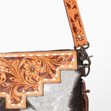 OHLAY Cross Body Hand Tooled Hair-On Genuine Leather Women Bag Western Handbag Purse | for