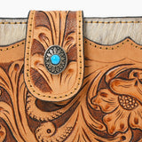 OHLAY Coin Purse Hand Tooled Hair-On Genuine Leather Women Bag Western Handbag | for Cute