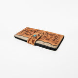 OHLAY Coin Purse Hand Tooled Hair-On Genuine Leather Women Bag Western Handbag | for Cute