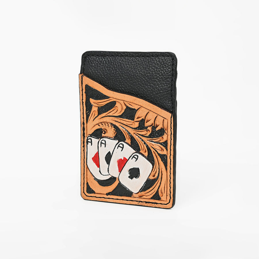 OHLAY KBG247 Card-Holder Hand Tooled Genuine Leather women bag western by Hilason – Cowboy and equestrian accessories