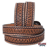 Hilason Hand-Tooled Western Leather Belt – Embossed Pattern with Engraved Buckle