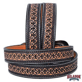 Hilason Hand-Tooled Western Leather Belt – Embossed Pattern with Engraved Buckle