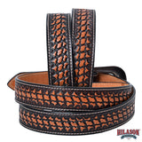 Hilason Hand-Tooled Western Leather Belt – Embossed Pattern with Engraved Buckle