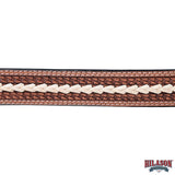 Hilason Hand-Tooled Basket Weave Leather Belt – Western Style with Engraved Buckle Tan