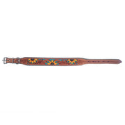 HILASON Western Genuine Leather Heavy Duty Dog Collar SunFlower Tooled Tan Medium