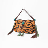 American Darling Hair-On Cowhide Western Leather Hobo Bag with Fringes - Uhorse