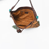 American Darling Western Hobo Bag, Hair-On Cowhide Full Grain Leather with Fringes and Rivets, Handcrafted Boho Purse