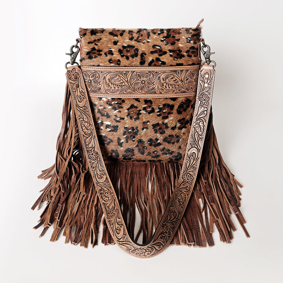 American Darling Messenger Hand Tooled Hair On Genuine Leather Western Women Bag Handbag Purse | Cute